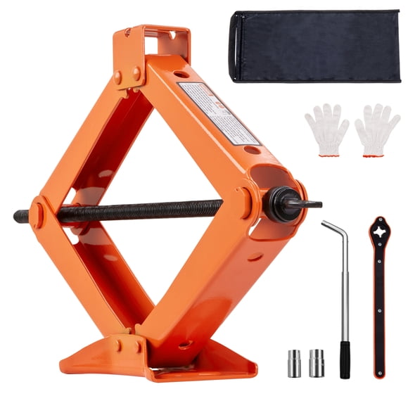 KFFKFF Car Scissor Jack, Capacity of 2.5 Ton/5512 lbs, Adjustable Lifting Range from 3.7"-17.1", Comes with Ratcheting Handle and L-Wrench, Portable Wheel Jack Suitable for Cars, Trucks, Sedans