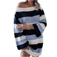 thumbnail image 1 of CEHVOM Robe Chandail Tricotée Sans Bretelles Décontractée à Rayures Contrastantes pour Femmes, 1 of 3