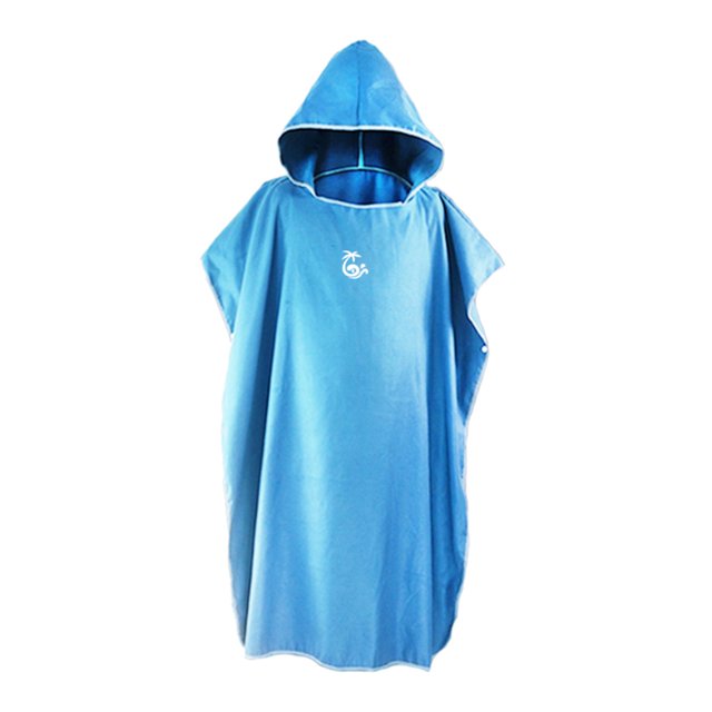 Polyester Surf Poncho Cing Robe Quick er Hooded Soft Microfiber Medium Blue