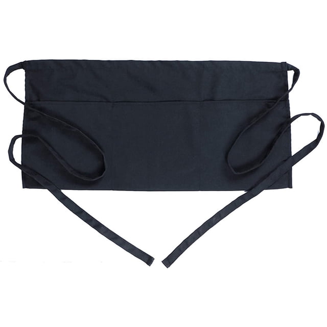 Tabliers de Serveur avec 3 Poches - Tablier de Taille Serveur Serveuse Résistant à l'Eau avec Sangle de Taille Longue Renforcée Demi-Tablier pour Femmes