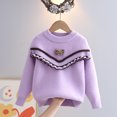 thumbnail image 2 of Chandail pour Bébé Fille Col Rond Manches Longues Imprimé Dessin Animé Tricot Automne Hiver Chandail en Molleton Violet, 2 of 4