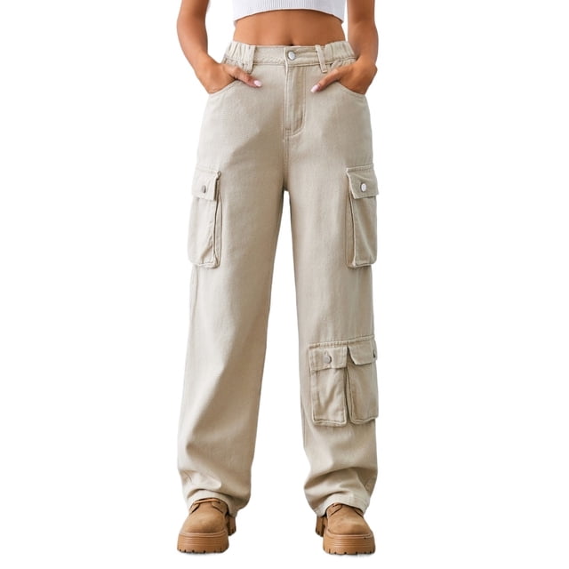 YTDSCS Womens Cargo Pants with Multi Washed Sweatpants Spring Fall Casual Jeans Trousers Cargopants for Women's S-2XL