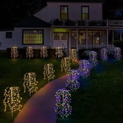 pstuiky Solar Powered Ground Mounted Firecracker Lights 120 Led Outdoor Decorative Lights Waterproof Ip55 Garden Lights for Patio Backyard Pathway Walkway Yard Decoration