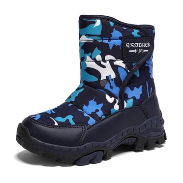 YOUSNH Kid Winter Shoes Outdoor School Warm Snow Boots for Boys Girls Boys Shoes Dark Blue 2