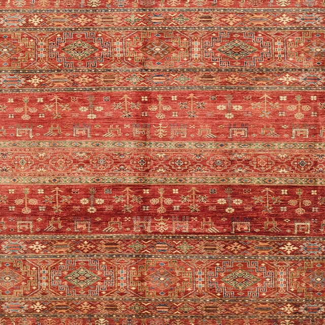 Ahgly Company Tapis d'Intérieur Carrés Abstraits Orange Tapis de Zone Abstraits, 4 Pieds Carré