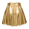 thumbnail image 3 of Jupe-short Mini pour Femmes Métallique Scintillante Brillante Évasée Plissée Ligne A Taille Haute Tenue Tendance, 3 of 5