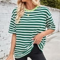thumbnail image 3 of fatyb Women's Striped Short Sleeve T Shirts Crew Neck Loose Basic Tee Casual Summer Color Block Tops, 3 of 6