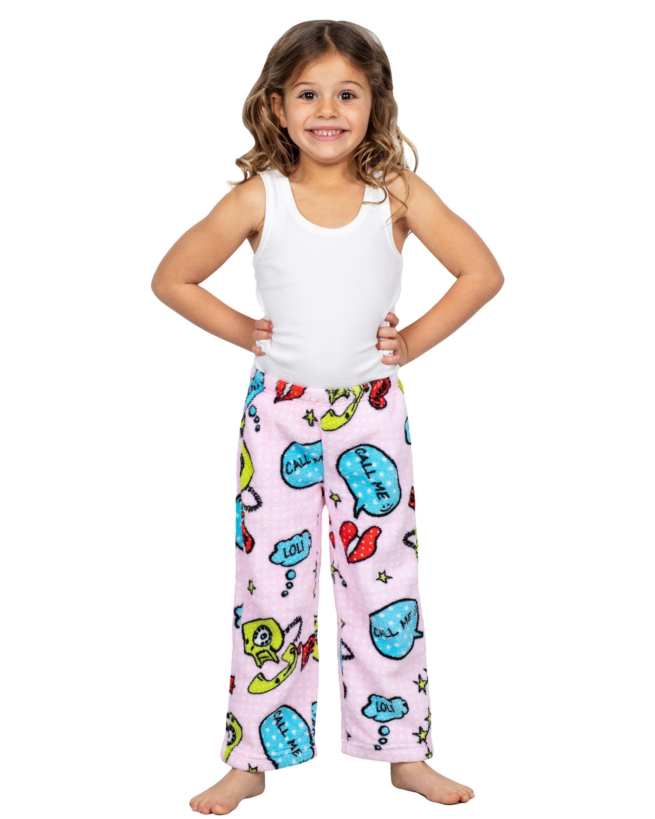 Up Past 8 Girls' Pajama Pants Fuzzy Plush Sleepwear Fun Pants