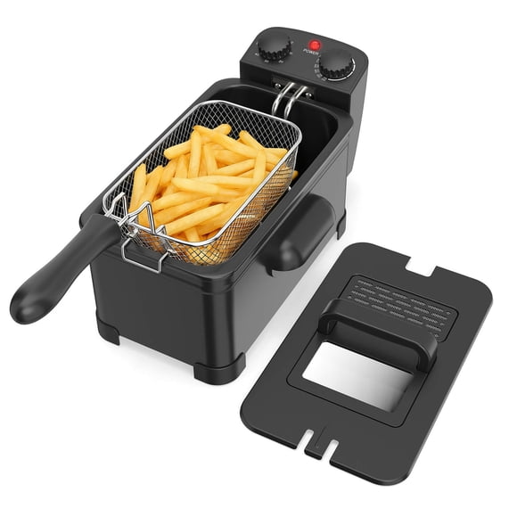 Costway 3 Liter Electric Deep Fryer 1700W Oil Fryer with Detachable Frying Basket Black