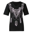thumbnail image 1 of XZNGL Womens Summer Tops Short Sleeve Womens Fashion Gothic Style Punk Girl Summer Short Sleeve V-Neck Tops T-Shirts Womens Short Sleeve Tops Womens Tops Summer Womens Fashion Tops, 1 of 7