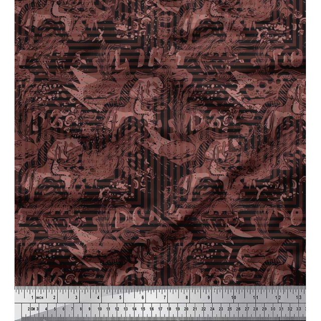 Soimoi Cotton Poplin Fabric Texture & Greek Key Geometric Decor Fabric Printed Yard 42 Inch Wide