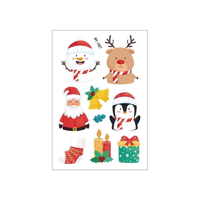 EGNMCR Stickers,Cute Stickers Christmas Candle Snowman Water Sticker Theme Activity Mood Candle Decoration Ultra Light Water Sticker a Sticker