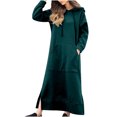 thumbnail image 2 of Gspmoly Robes d'Été, Mode pour Femmes Col Rond Hiver Chaud Couleur Manches Longues Poche Longue Robe Robe de Cocktail Liquidation, 2 of 6