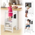 thumbnail image 1 of OLAKIDS Toddler Standing Tower, Kids Montessori Kitchen Step Stool Helper with 2 Adjustable Height Learning Blackboard Safety Rail Wooden, Anti-Slip Mats, 1-3 Year Old Boy Girl Gifts, 1 of 9