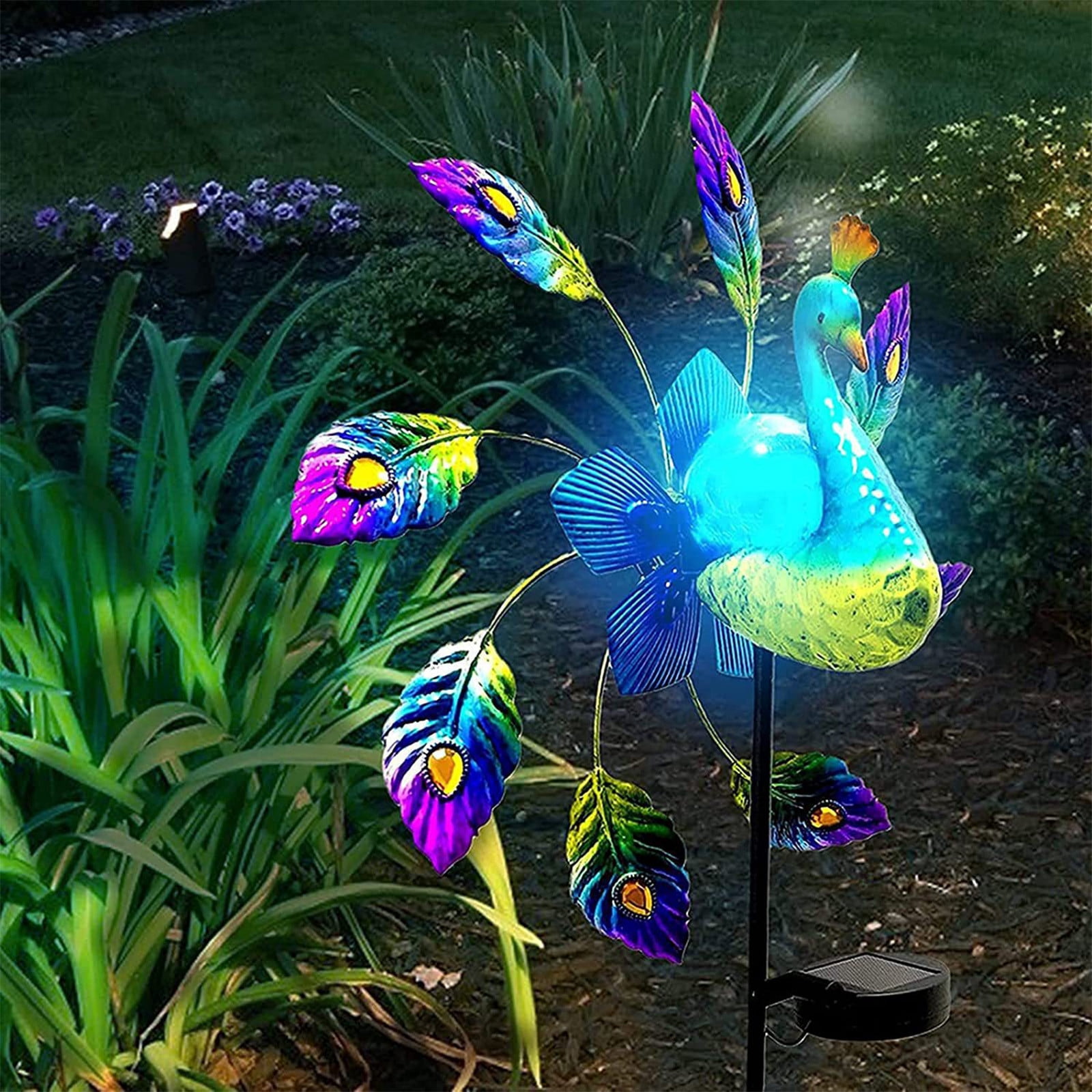 Solar Outdoor Lights,LED Solar Lights Outdoor Waterproof,Solar Garden Lights, Solar Powered Peacock Windmill Light Solar Power Crack Ball Windmill Ground Mounted Light Courtyard Garden Wind Light