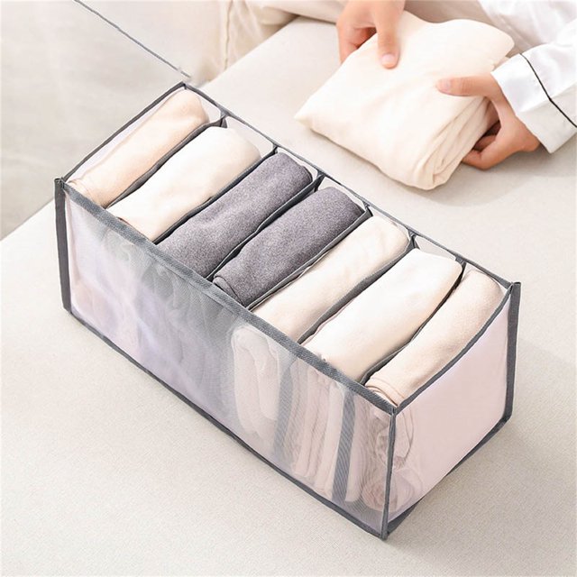 Oleegame 1PC Produce Storage Drawer Organizer Compartment Foldable Organizer Storage Box Storage Box For Underwear Jeans Clothes Gray