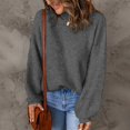 thumbnail image 2 of Timegard Hauts en Tricot pour Femmes Chandails Col Roulé Manches Longues Épaules Tombantes Chandail Uni Automne Hiver, 2 of 7