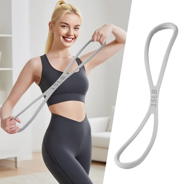 Silicone Resistance Exercise Band with Handles for Home Fitness Training and Strength Workouts