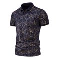 thumbnail image 2 of CEHVOM Fashion Men's Collar Top Stand Collar Print Short Sleeve Button Matching Summer, 2 of 4