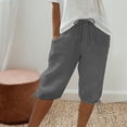 thumbnail image 2 of Yanlir Women's Comfortable Straight Pants Solid Color Capris Design Summer Drawstring Casual Shorts for Versatile and Fashionable Wear, 2 of 7
