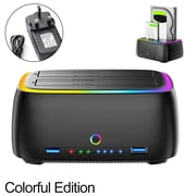 Dual Bay Hard Drive Station With USB3.0 5Gbps For 2.5 3.5 HDD SSD Enclosure Clone Card TF SD Offline Adapter Suitable For Data Storage And Transfer In Home Office Environments
