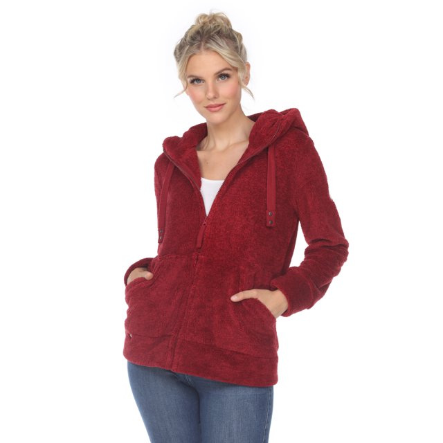 White Mark Veste Sherpa à Capuchon pour Femmes