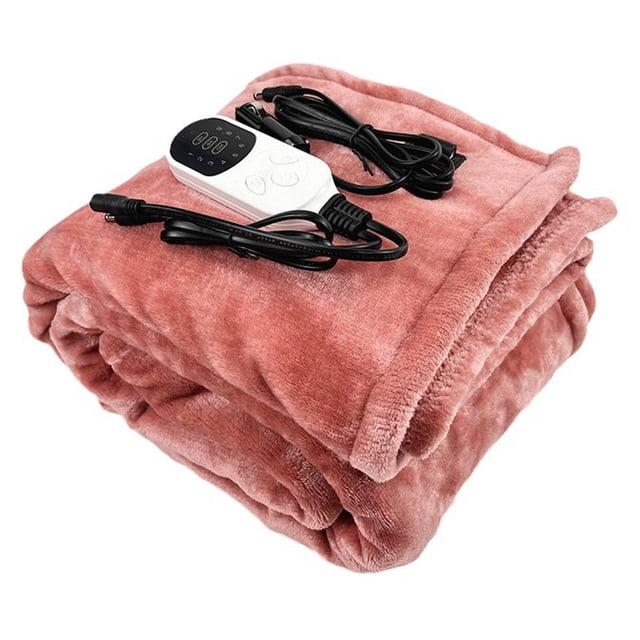 Hearth & Gear 12V Heated Blanket For Car Plug In Heating Throw Flannel Small E Lectric Car Blankets With Timer 9 Fast Heating Modes Travel Portable Heated Throw Blanket For Cars Truck Soft Lightweight
