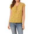 thumbnail image 1 of INSPIRE CHIC Blouse Fleurie pour Femme à Manches Courtes Cap, en Chiffon, Décontractée, à Volants, Hauts S Jaune, 1 of 7
