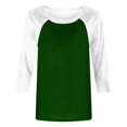 thumbnail image 4 of Birdeem T-Shirt Mode Femme Patchwork Imprimé Bloc de Couleur Manches 3/4 Blouse Col Rond Hauts Décontractés, 4 of 12