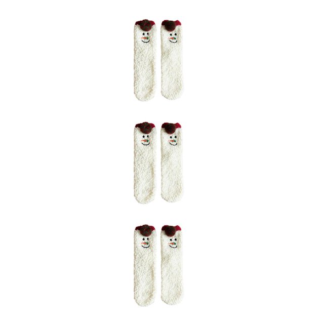 Transemion Step Into Holiday Spirit With These Christmas Fluffy Socks Fashionable Bed Socks Colorful snowman 3Set