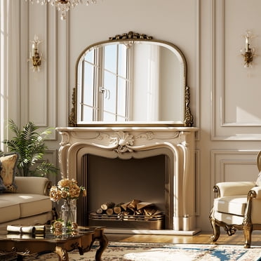 BEAUTYPEAK 36"x 27"Arched Bathrom Mirror Wall Mounted Mirror with Antique Frame, Antique Bronze