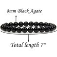 thumbnail image 2 of Bracelet Extensible Unisexe en Perles Rondes de 8 mm en Agate Noire Naturelle de Qualité AA 7 Pouces, 2 of 5