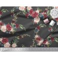 thumbnail image 2 of Soimoi Gray Moss Georgette Fabric Ranunculus & Penoy Floral Print Printed Fabric 1 Yard 44 Inch Wide, 2 of 3