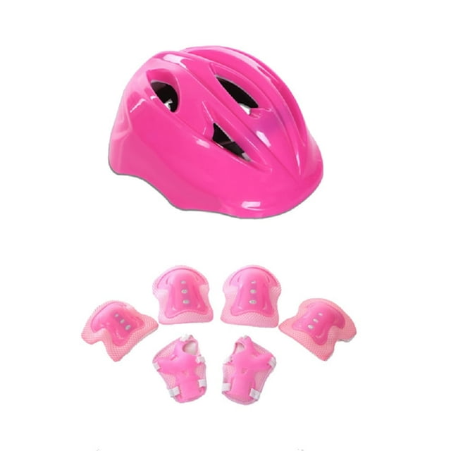 4-16 Years Kids Roller Skating Helmet Knee Elbow Wrist Pad Protective Gear 7PCs/Set