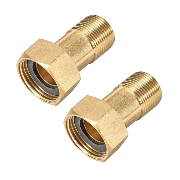 Unique Bargains Brass Pipe Fitting, Hex Nipple, G3/4 Male x G1 Female Threaded Connector Water Meter Coupling 60mm Length 2 Pcs