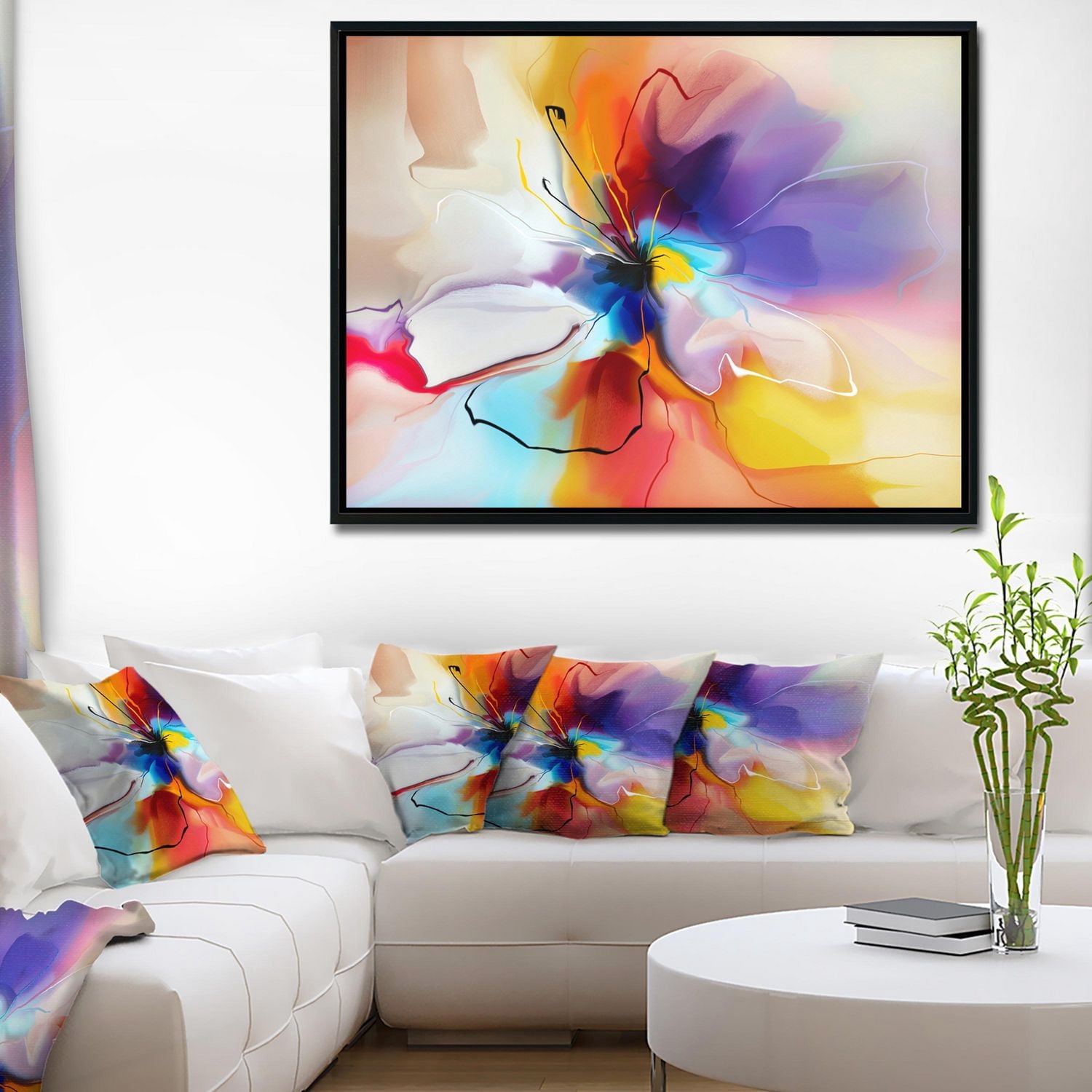 Designart Fleur créative en plusieurs couleurs ART MURAL À CADRE FLOTT
