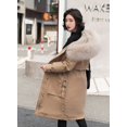 thumbnail image 2 of Ladies long down cotton winter warm jacket coat with detachable plush lining, 2 of 4