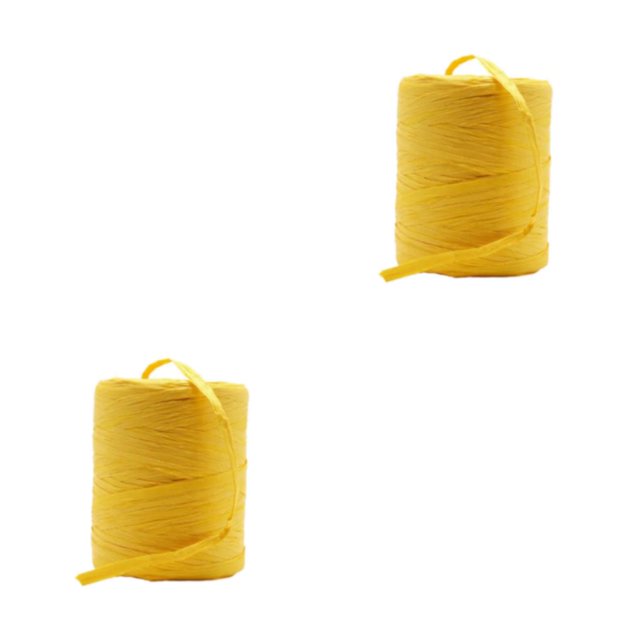 Baohd Fiber Sturdy And Durable Raffia Rope Yarn For DIY Crafts Natural Paper Ribbon Solid Crochet Yarn yellow 2Set