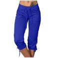 thumbnail image 1 of Timegard Womens Yoga Leggings Mid Waisted Drawstring Cinch Bottom Capri Pants Workout Trousers with Pockets, 1 of 7