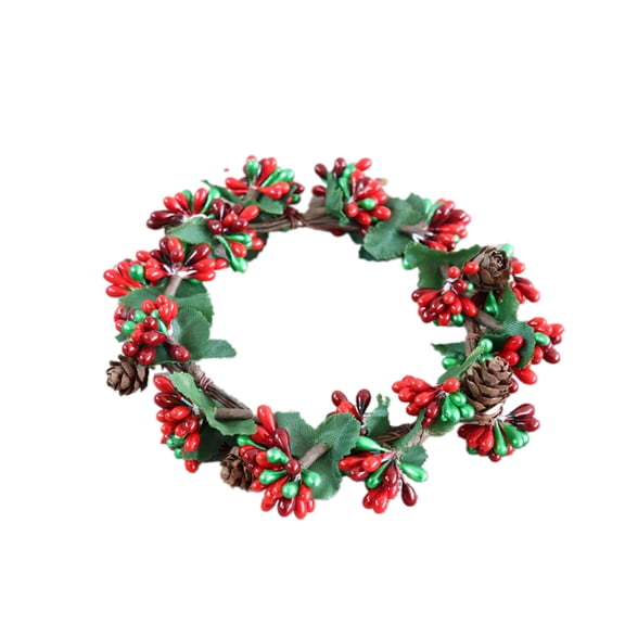 YIMWNYI Christmas Ornament, Decorative Candle Ring, Holiday Wreath for Home Decor, Festive Centerpiece, Durable PVC Christmas Accessory, Seasonal Decoration