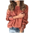 thumbnail image 2 of XZNGL Chandail pour Femmes, Mode, Couleur Unie, Col Rond, Chaud, Manches Longues, 2 of 3