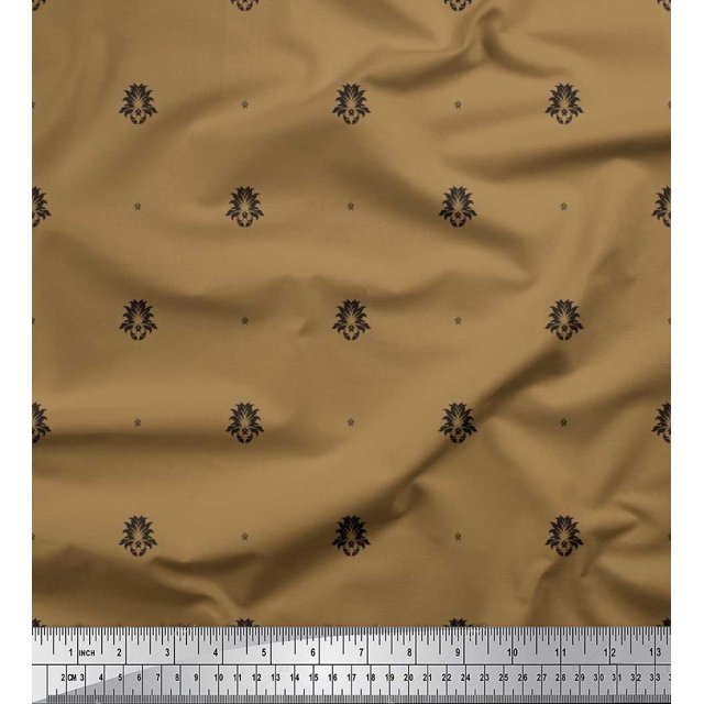 Soimoi Moss Georgette Fabric Ogee Damask Printed Fabric 1 Yard 42 Inch Wide