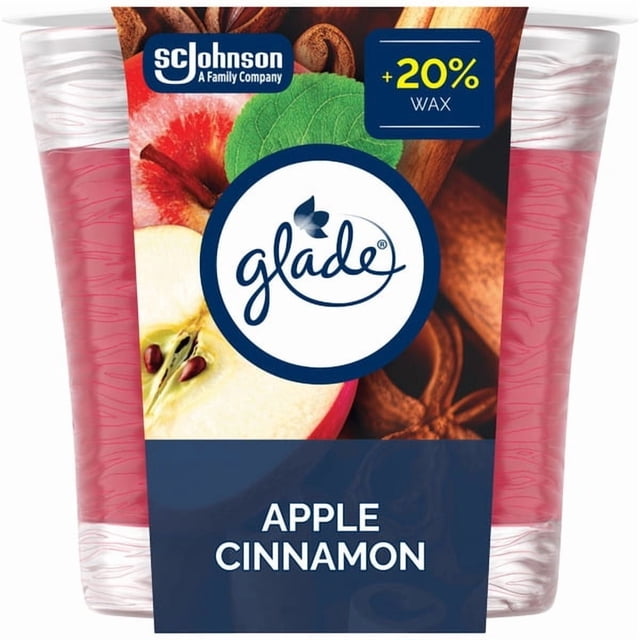 Glade Jar Scented Candle Air Freshener, Apple Cinnamon, Infused with Essential Oils