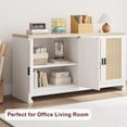 thumbnail image 3 of GloryStar Buffet Cabinet,Rattan Accent Storage Cabinet with 4 Doors and Shelf Entryway Home Decor, 3 of 8