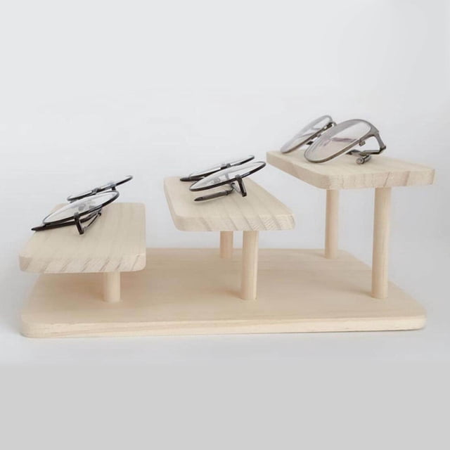 thinsony Wooden Sunglasses Rack Glasses Display Stand Holder Organizer Stand 3 Layers