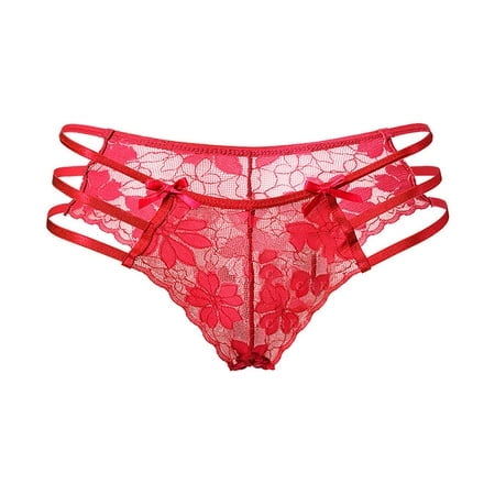 FhsagQ Women's Lingerie Crotchless Skinny Underwear Women Thong Panties Thong Lace Word Pants Ladies Briefs Womens Lingerie Set with Stockings Women's Lingerie Crotchless Panties Red S