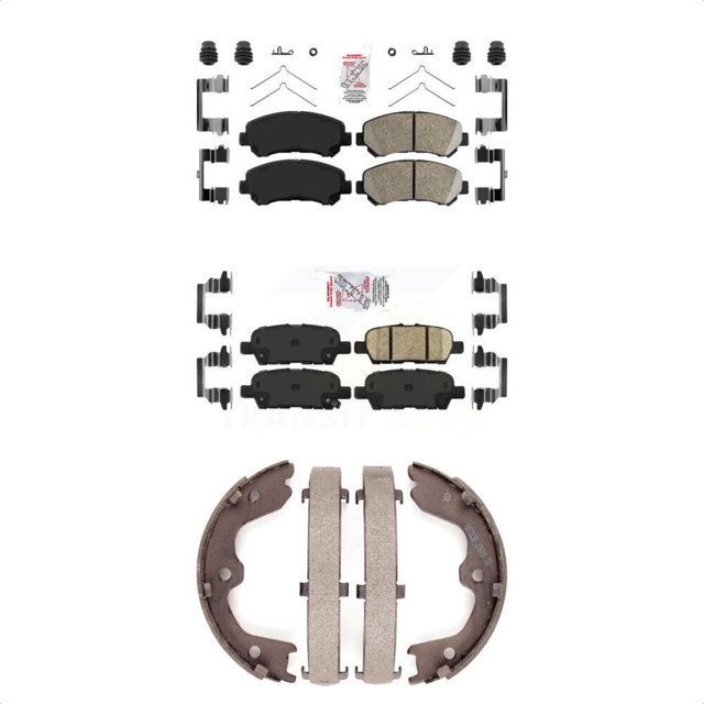 Transit Auto Front Rear Ceramic Disc Brake Pads and Parking Shoes Kit for Car 2009-2014 2016-2022 Nissan Maxima KNN-101070