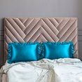 thumbnail image 2 of PiccoCasa 2Pcs Satin Ruffled Pillowcase Peacock Blue Queen, 2 of 8