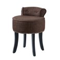 thumbnail image 3 of Inspired Home Bardot Linen Vanity Stool Nailhead Trim Roll Back Bedroom, Brown, 3 of 9