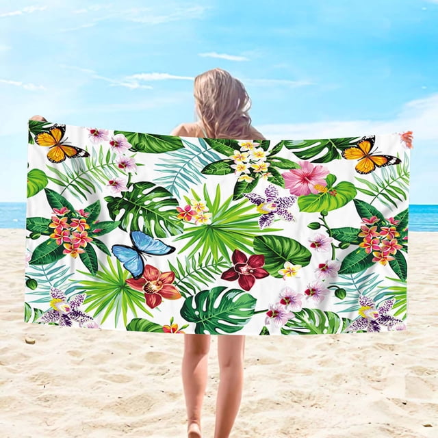 LSLJS Beach Towel Summer Beach Essentials Microfiber Beach Towels Super Lightweight Colorful Bath Towel Sandproof Beach Blanket Multi-Purpose Towel for Travel Swimming Pool 30x60 Inch
